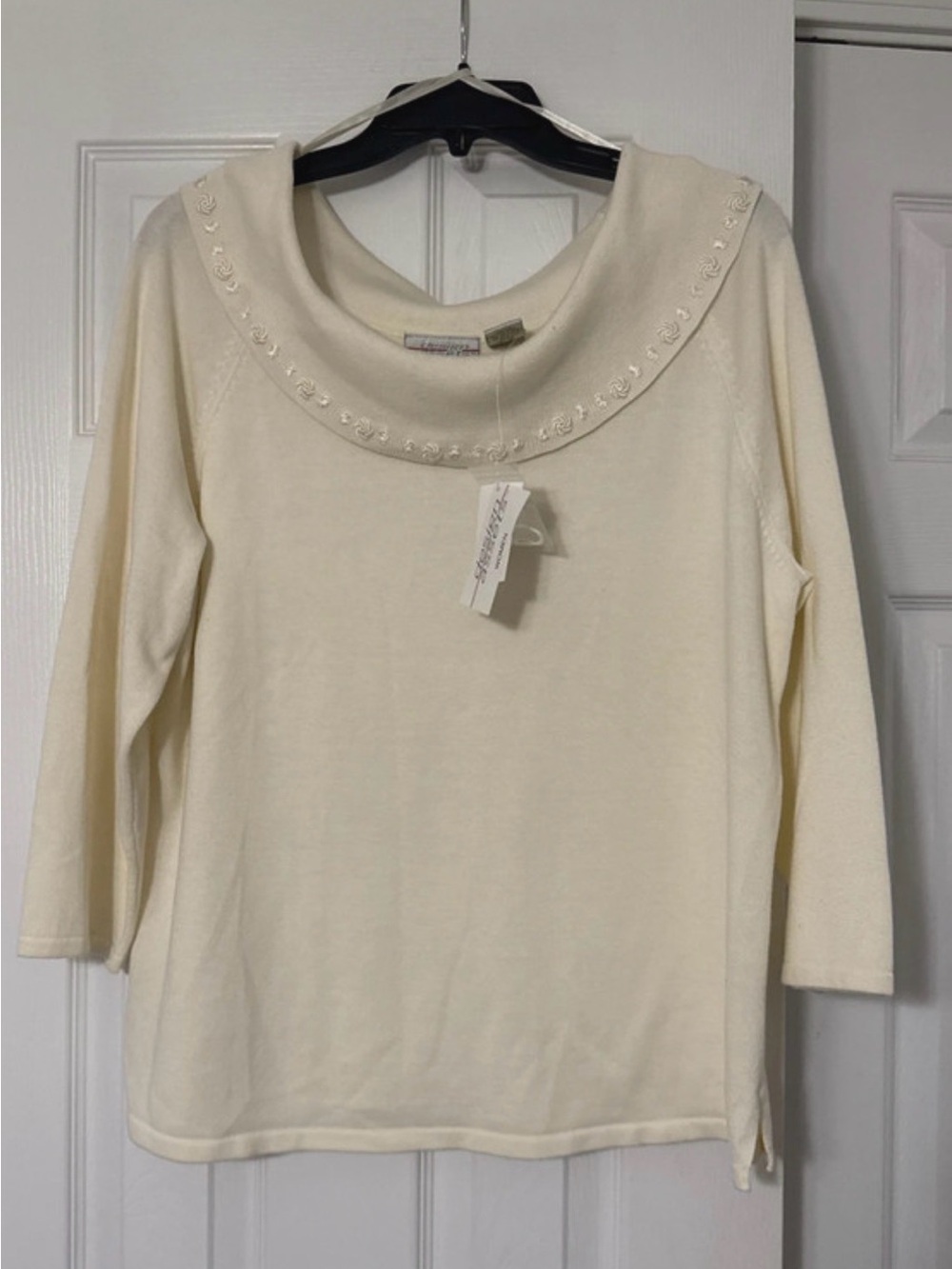 Design Assets cream embellished cowl neck sweater Size US 2X